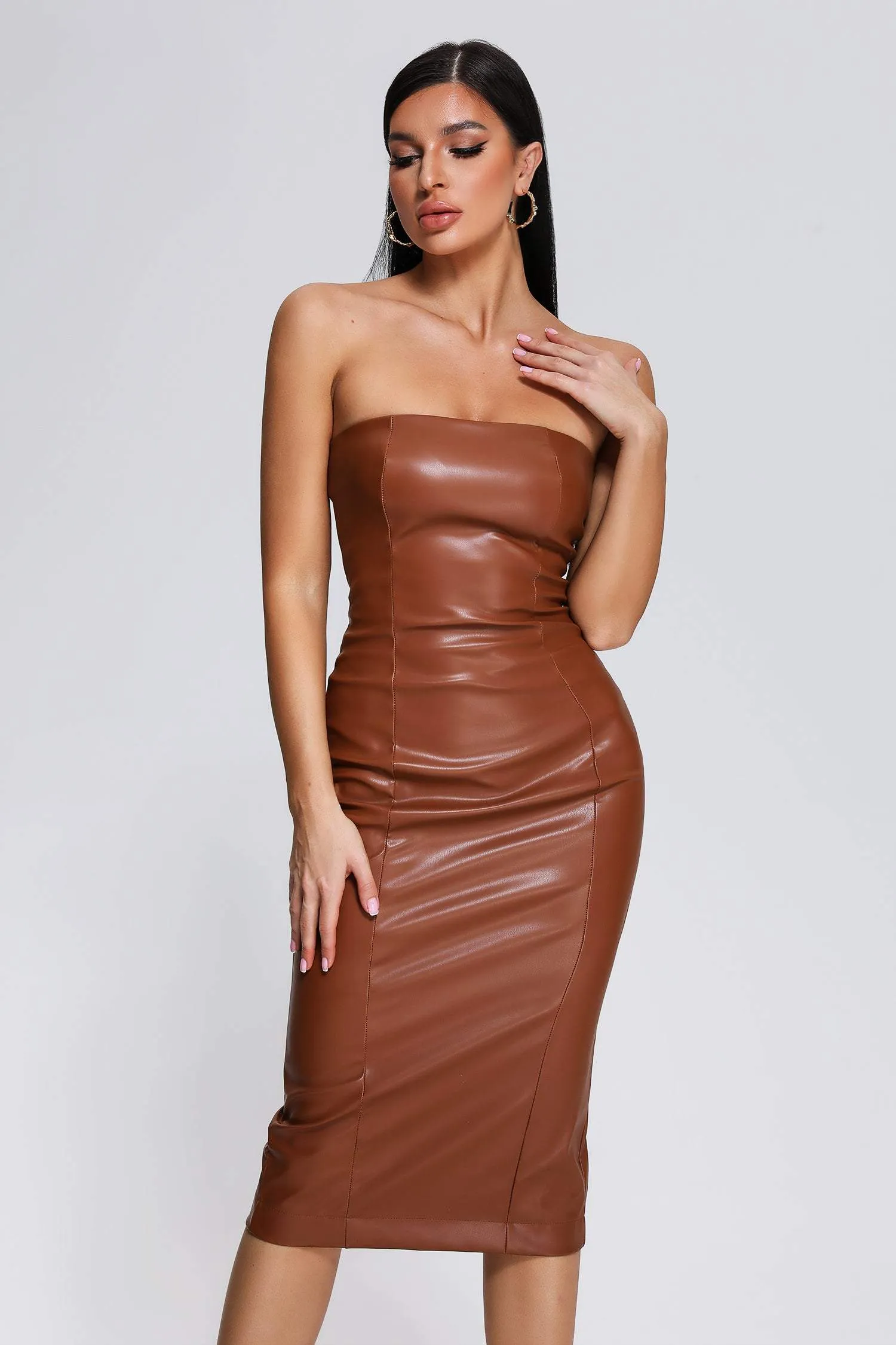 Grasa Strapless Leather Midi Dress, S sold by Bella Barnett product image thumbnail 2