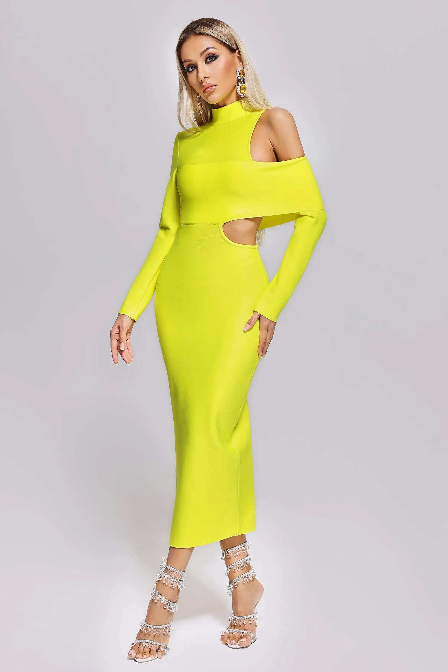 Zalca Cutout Maxi Bandage Dress - Yellow, L sold by Bella Barnett