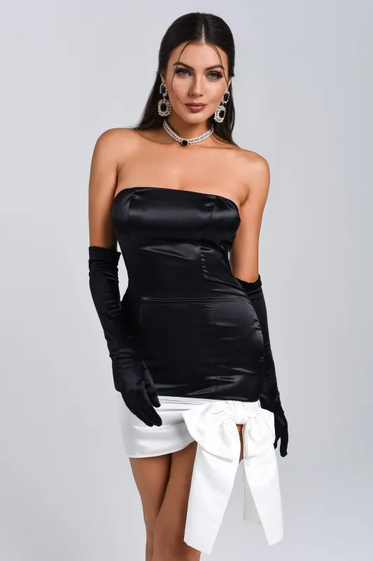 Ogga Satin Bow-Tie Mini Dress, L sold by Bella Barnett