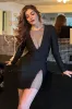 Long Sleeve V Neck Bodycon Mini Dress, M sold by Bella Barnett