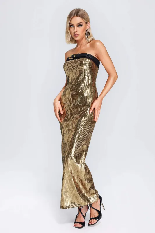 Elsie Sequin Tube Maxi Dress, M sold by Bella Barnett