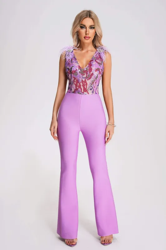 Viviene Sequin Bandage Jumpsuit, XS made by Bella Barnett