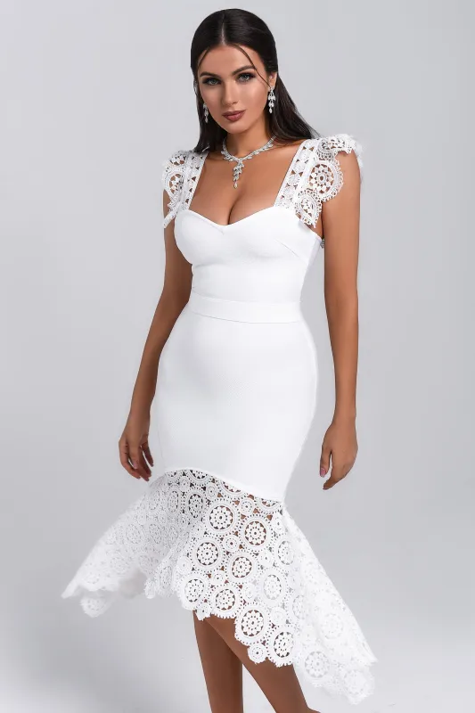 Halo Lace Midi Bandage Dress, L sold by Bella Barnett
