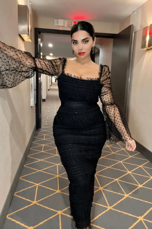 Crana Mesh Midi Dress, M sold by Bella Barnett