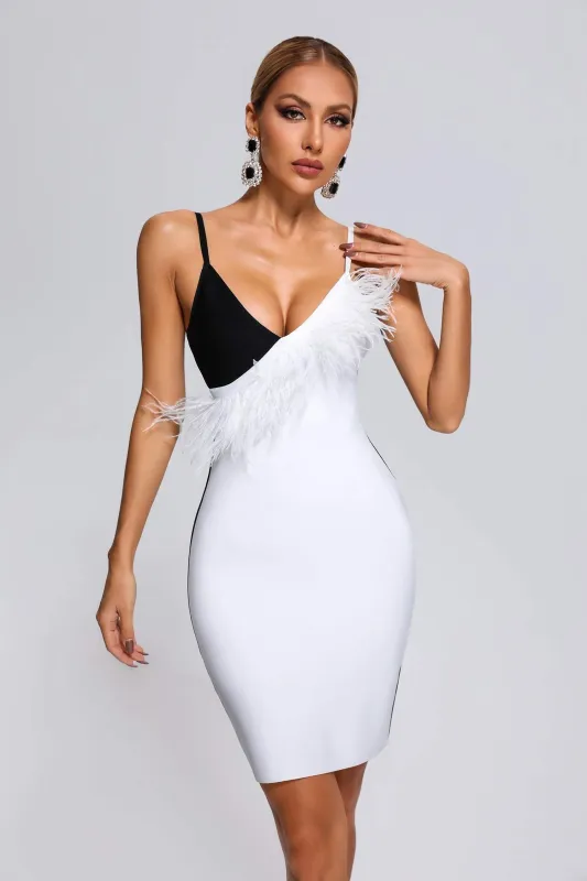 Pola Feather Mini Bandage Dress, L sold by Bella Barnett