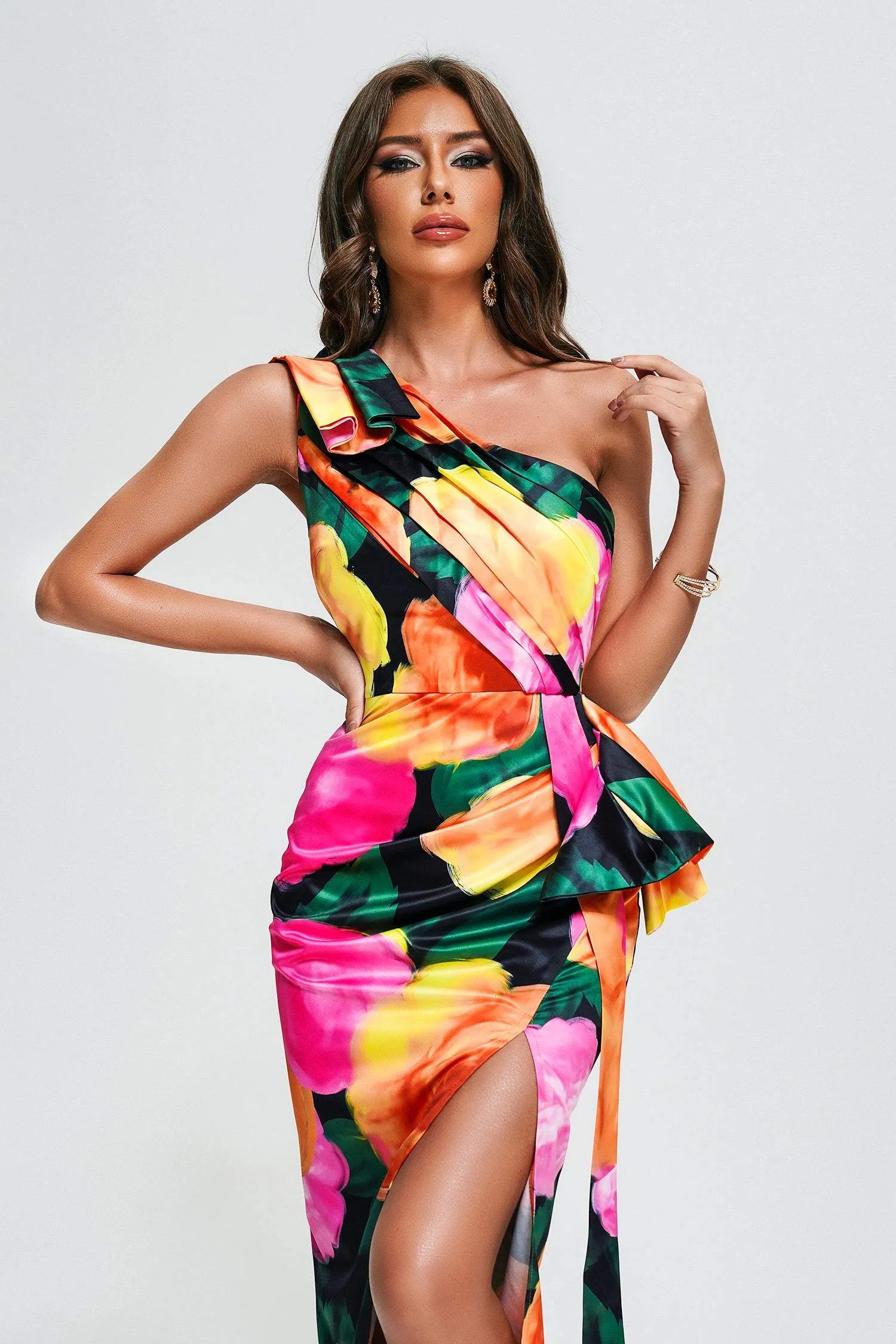 Salacia One Shoulder Floral Midi Dress, S sold by Bella Barnett product image thumbnail 2