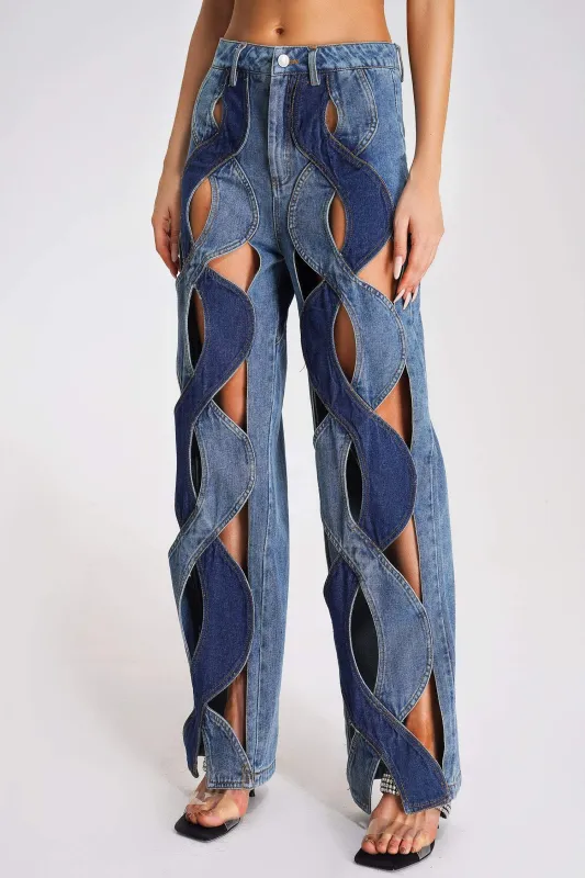 Miura Cutout Wide-Leg Jeans, M sold by Bella Barnett