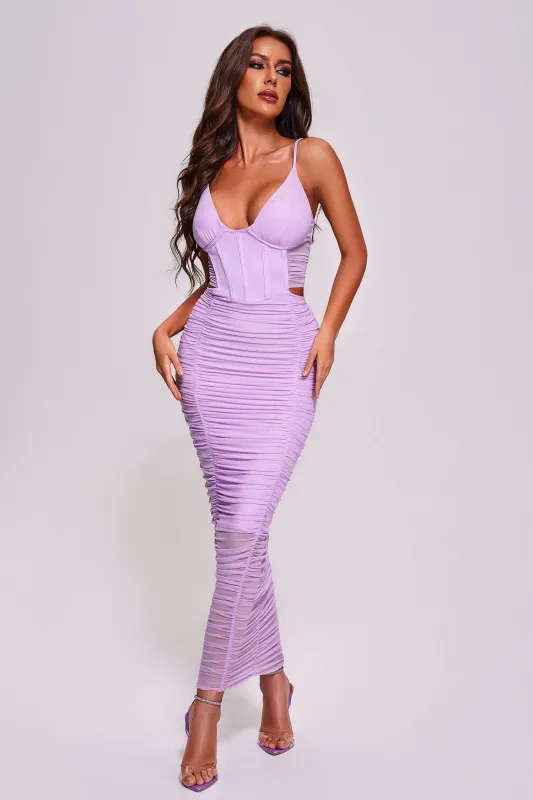 Lacai Mesh Ruched Maxi Dress, S sold by Bella Barnett