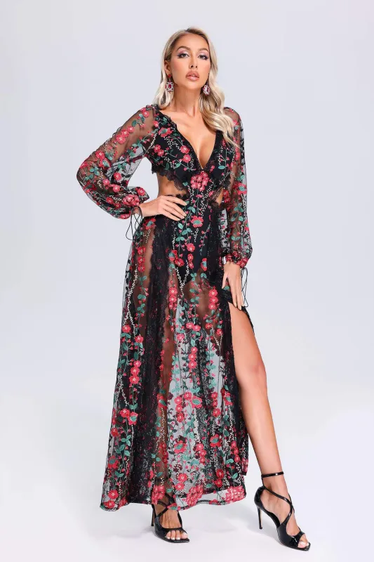 Uiala Embroider Cutout Mesh Dress, M sold by Bella Barnett