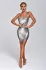 Next Level Diamante Mesh Metal Dress - Silver, L sold by Bella Barnett