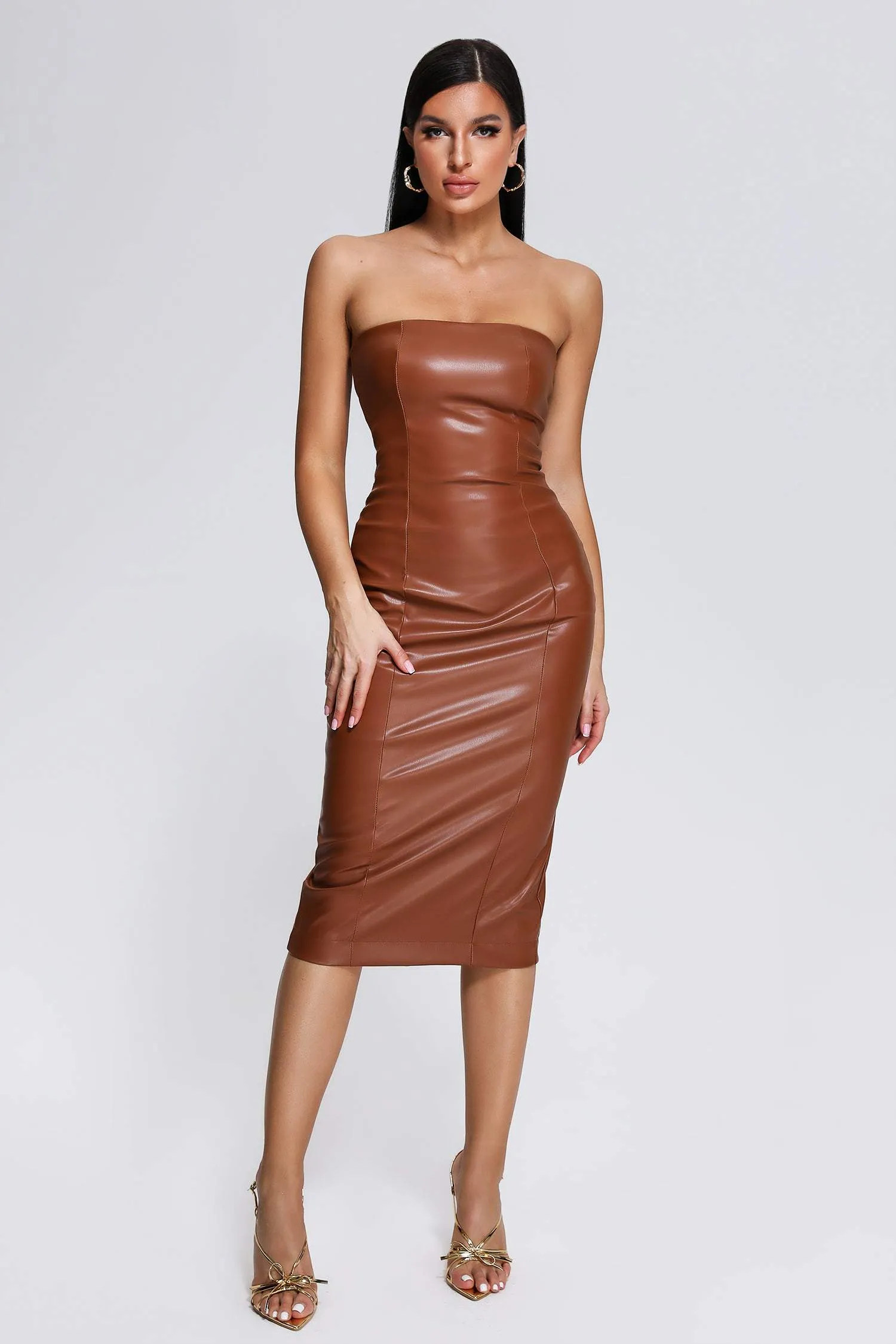 Grasa Strapless Leather Midi Dress, L sold by Bella Barnett