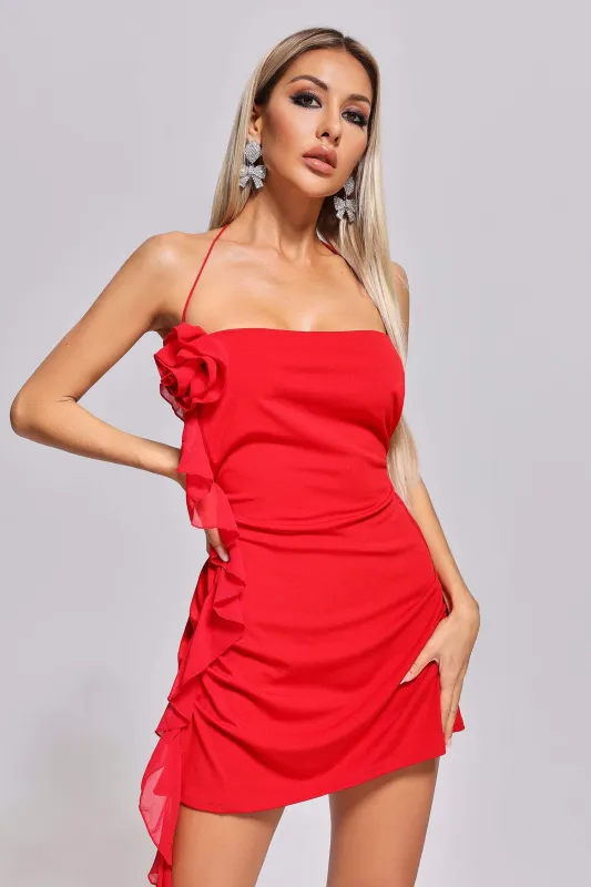 Vandelia Ruffle Mesh Mini Dress, L sold by Bella Barnett