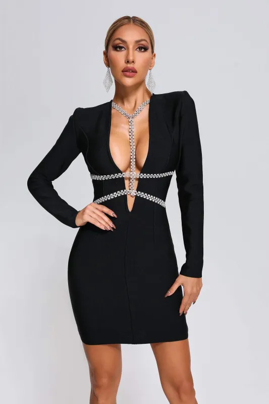 Peta Diamonate Mini Bandage Dress, L sold by Bella Barnett