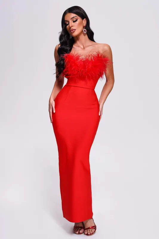 Hilda Feather Maxi Bandage Dress, M sold by Bella Barnett