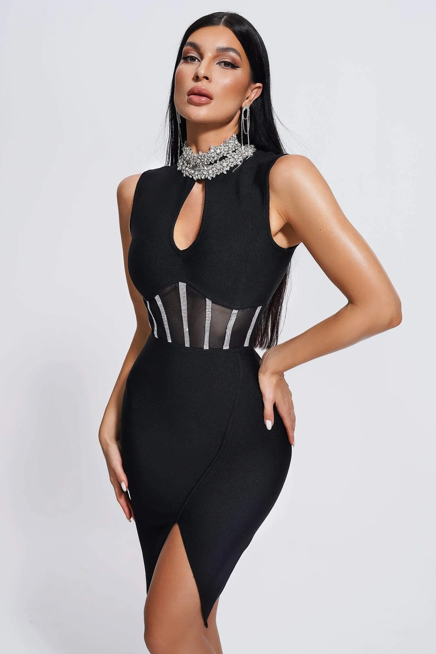 Daija Diamonate Mini Bandage Dress, S sold by Bella Barnett