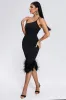 Rate Feather One Shoulder Midi Dress - Black, M sold by Bella Barnett