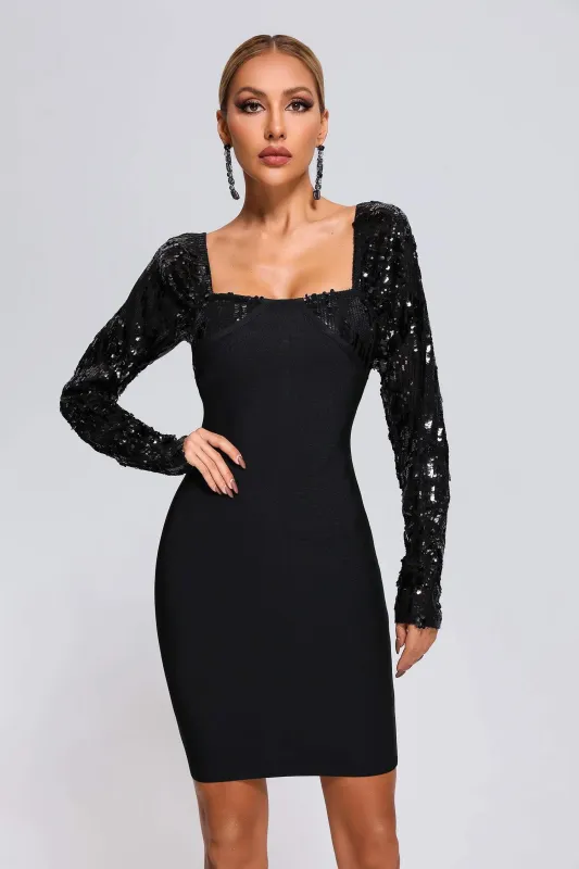 Olive Sequin Mini Bandage Dress, S sold by Bella Barnett