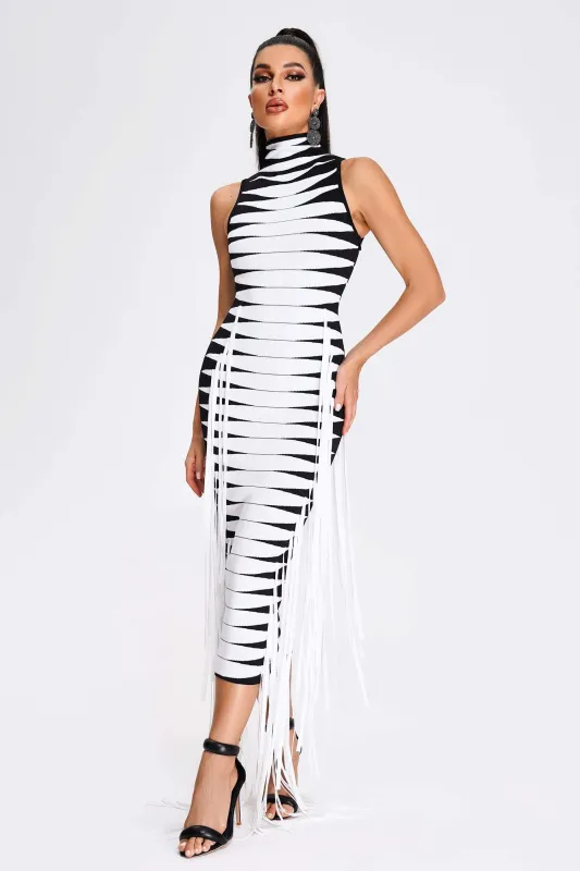Trevena Tassel Midi Bandage Dress, S sold by Bella Barnett