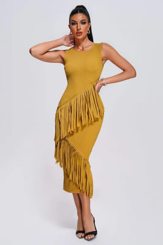 Tropez Tassel Midi Bandage Dress, L sold by Bella Barnett