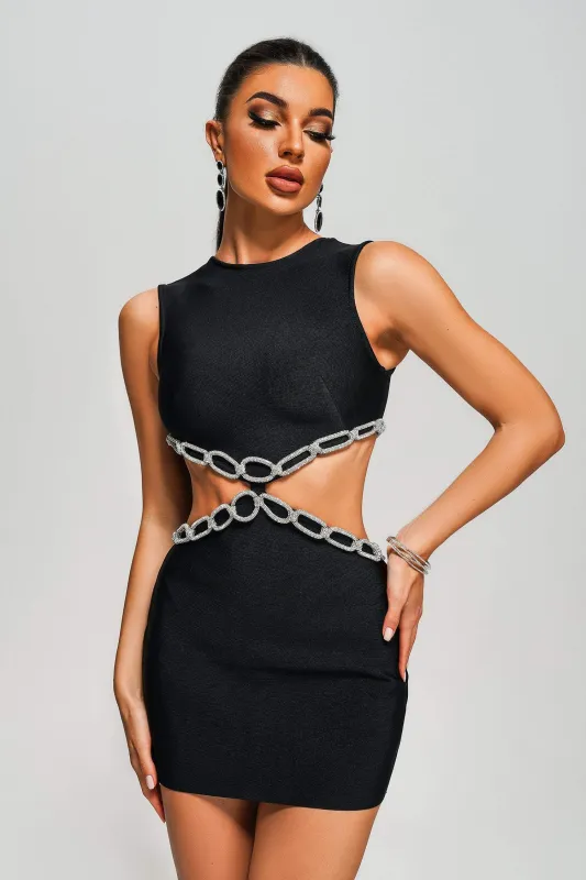Sorrel Diamante Cutout Mini Bandage Dress, L sold by Bella Barnett