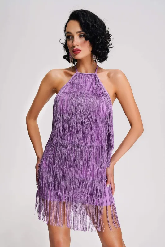 Talia Halter Tassel Mini Dress, S sold by Bella Barnett