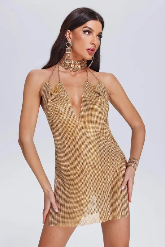 Patey Halter Metalic Dress, M sold by Bella Barnett