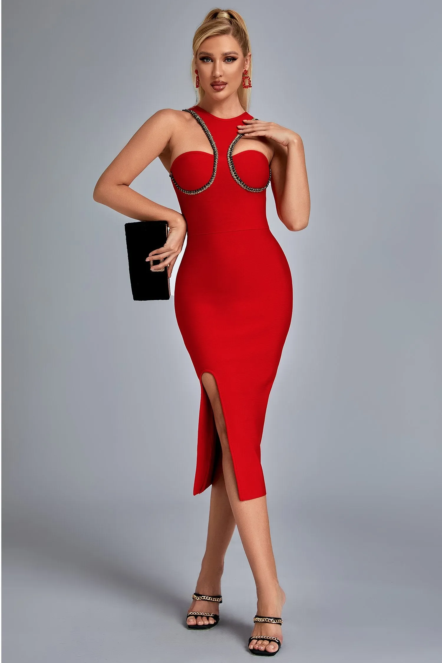 Adut Halter Cutout Midi Bandage Dress, S sold by Bella Barnett product image thumbnail 2