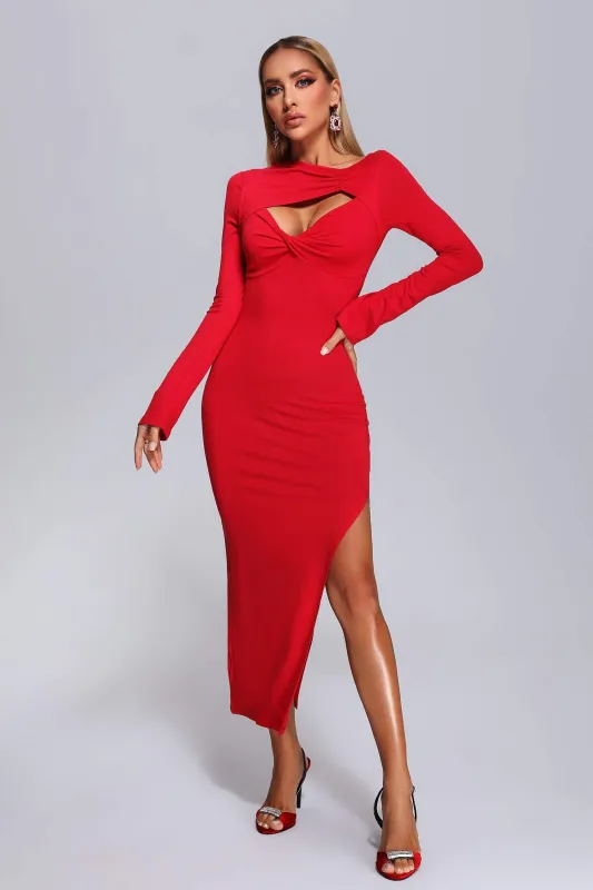 Minola Cutout Slit Midi Dress, M sold by Bella Barnett