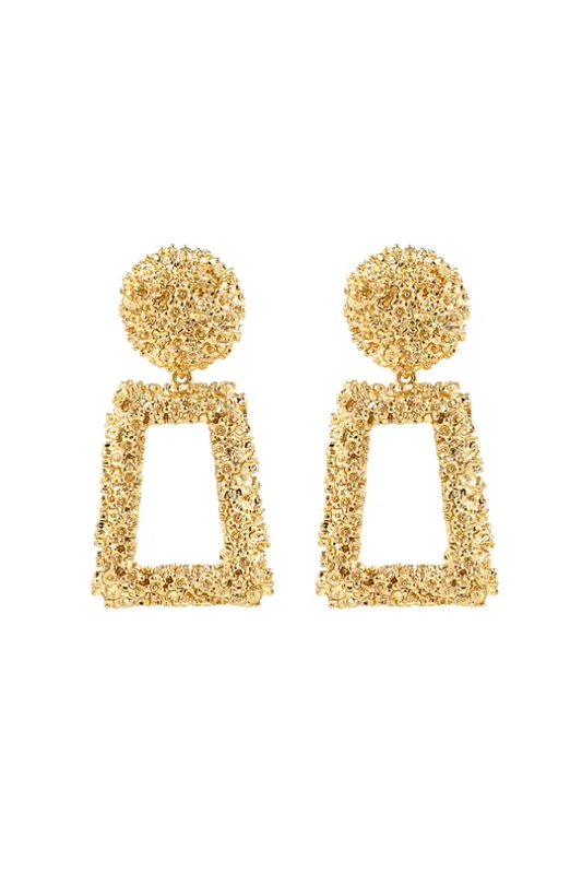Textured Door Knocker Earrings, Gold sold by Bella Barnett