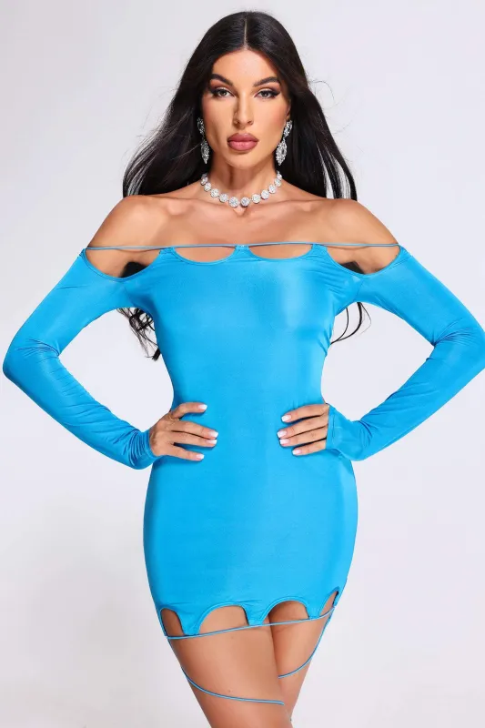Quana Mini Dress - Blue, L sold by Bella Barnett