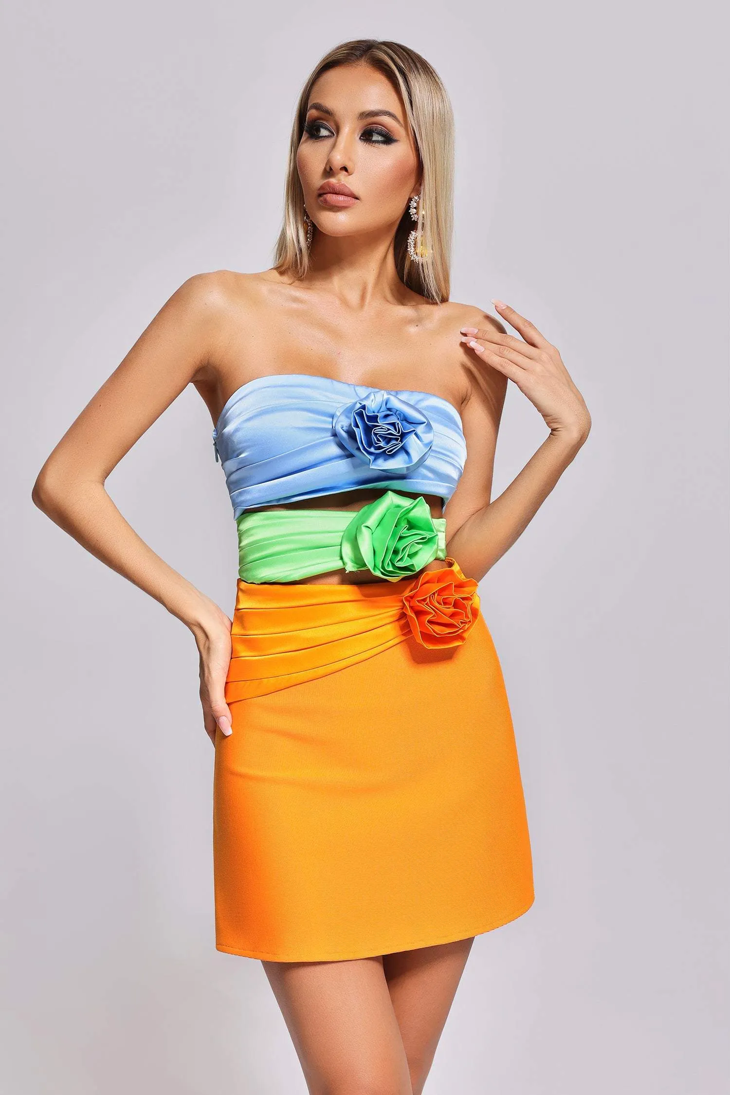 Taahirah Flower Satin Mini Dress, L sold by Bella Barnett