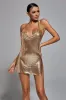Brett Diamante Mesh Mini Dress - Gold, XL sold by Bella Barnett