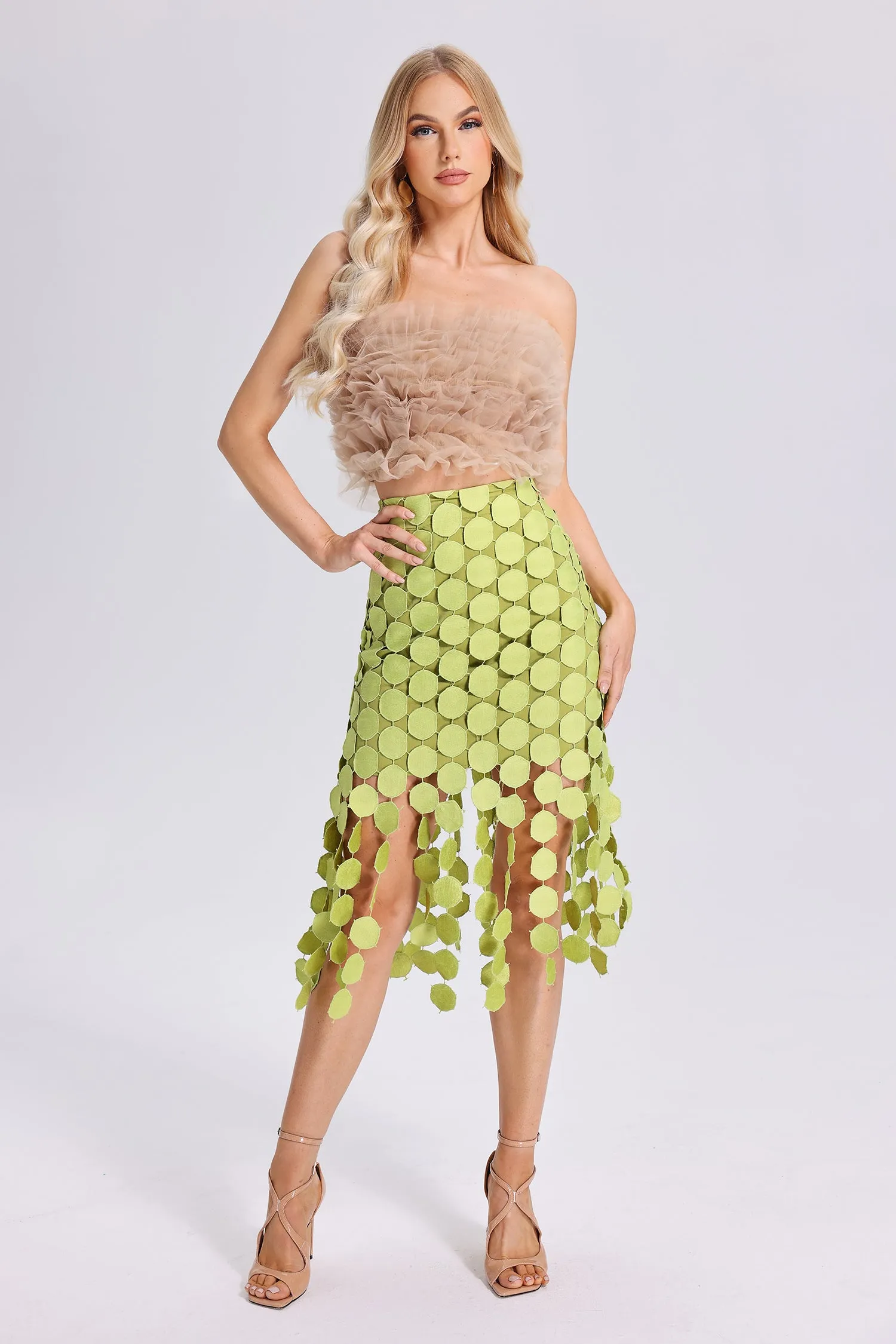 Desani Tulle Flounced Top, M sold by Bella Barnett