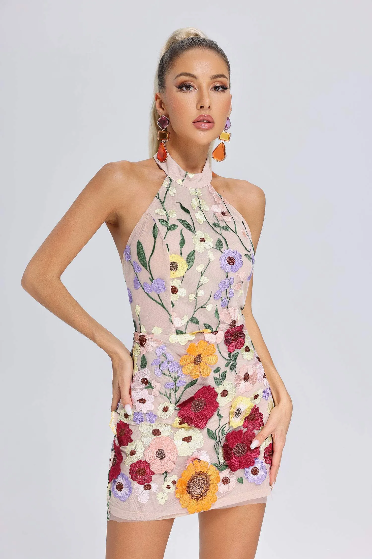 Lakai Flowers Halterneck Mini Dress, L sold by Bella Barnett