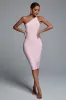 Janan One Shoulder Midi Bandage Dress - Pink, M sold by Bella Barnett