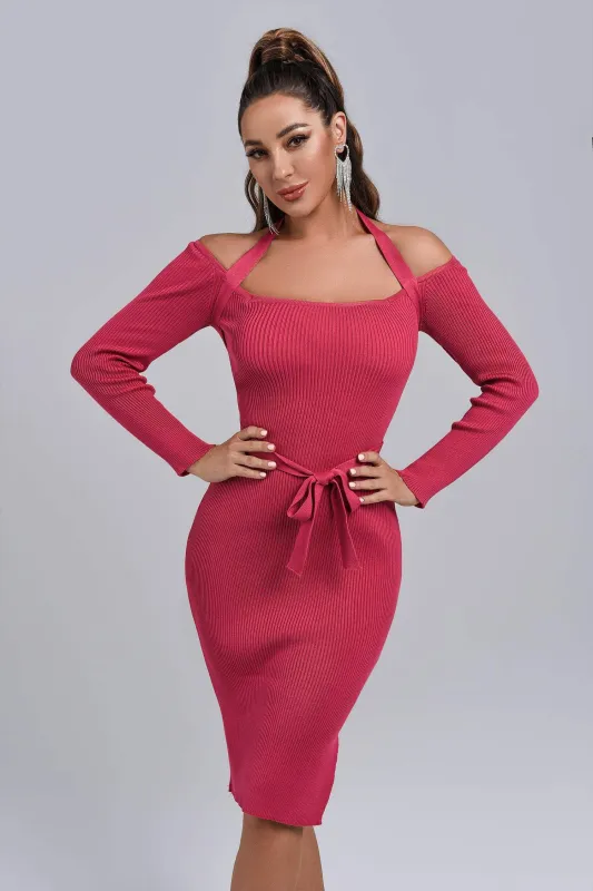 Tayshia Halter Midi Knit Dress sold by Bella Barnett
