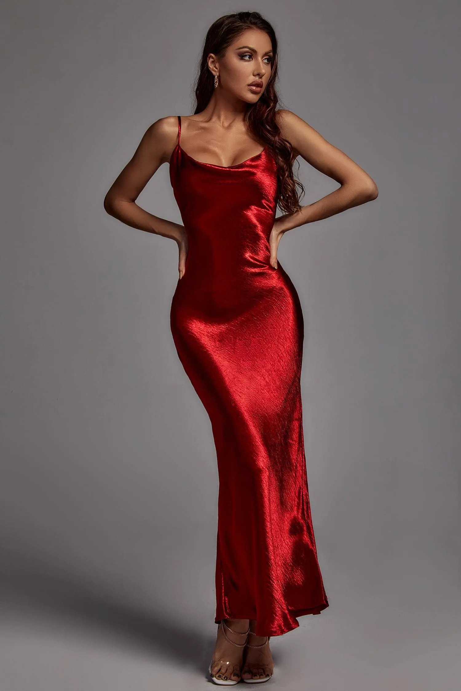 Emily Metallic Wine Maxi Dress, L sold by Bella Barnett product image thumbnail 2