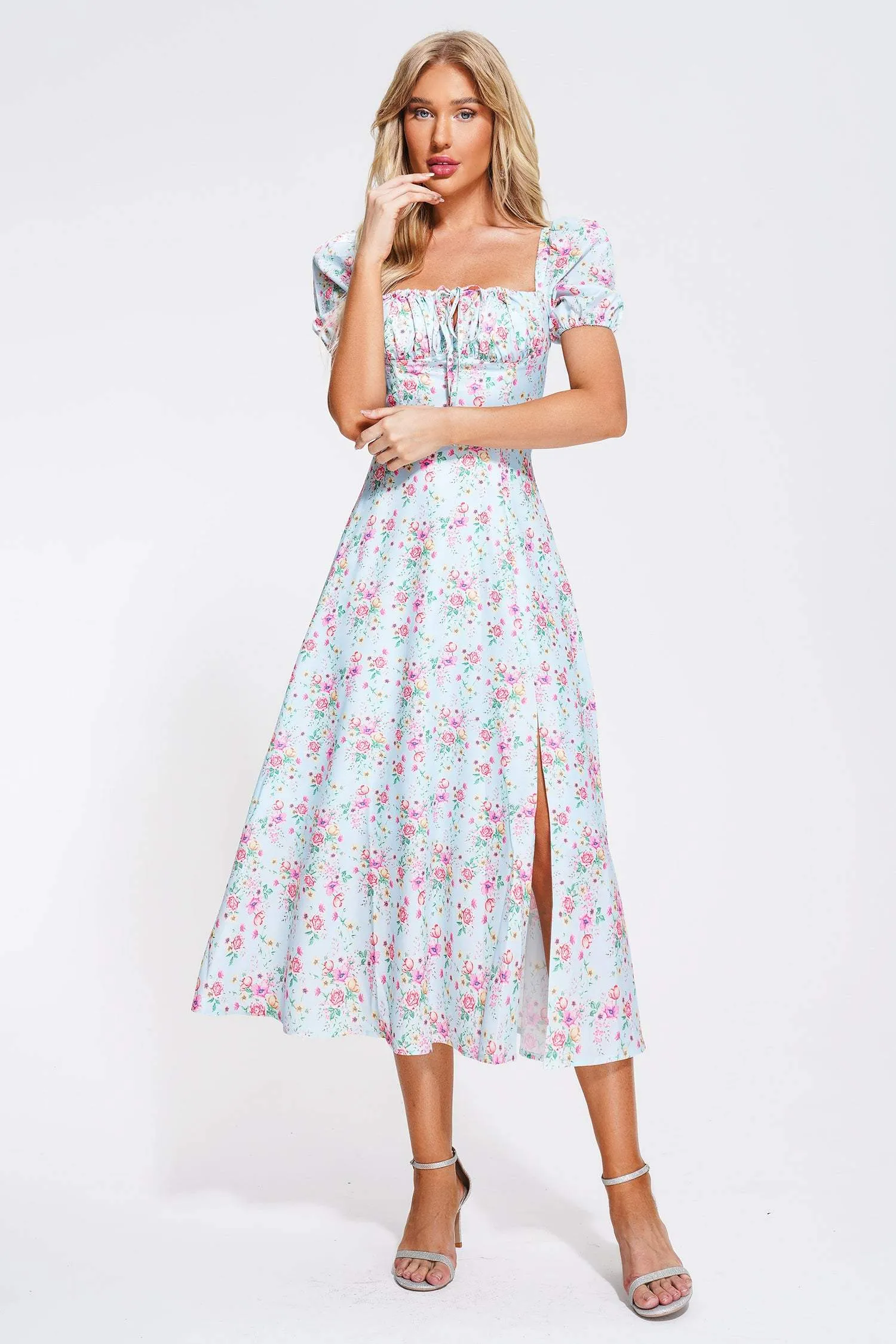 Triasa Puff Sleeve Floral Midi Dress, L sold by Bella Barnett product image thumbnail 2
