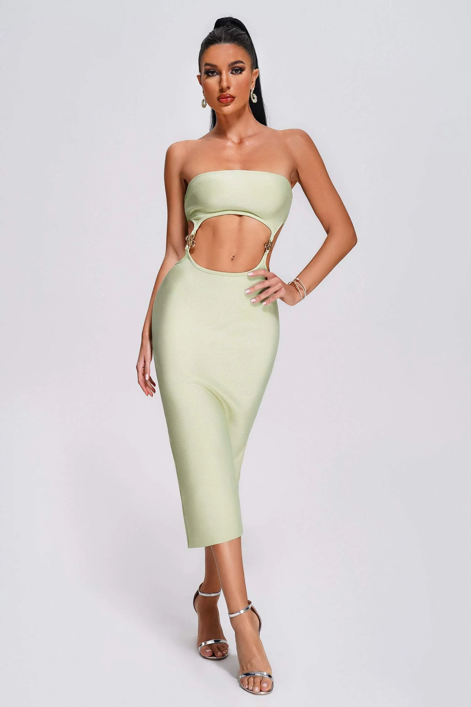 Venus Strapless Cutout Midi Bandage Dress, M sold by Bella Barnett