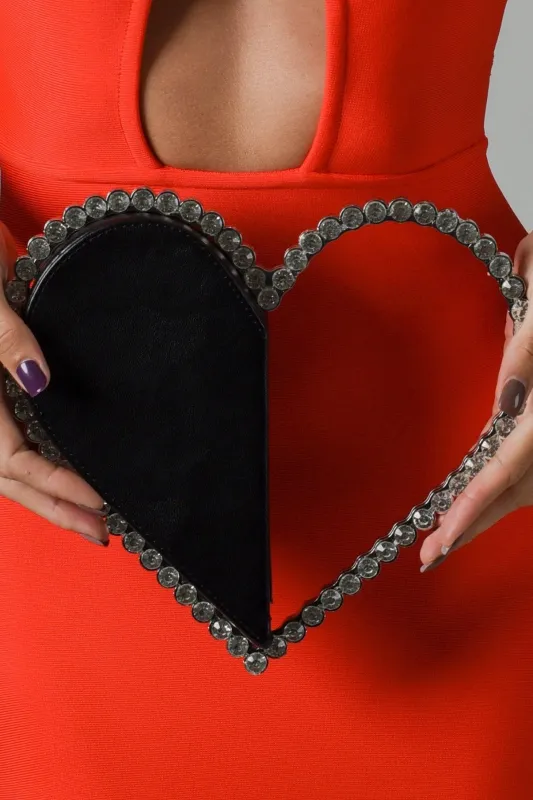 Love Stone-encrusted Leather Clutch - Black sold by Bella Barnett