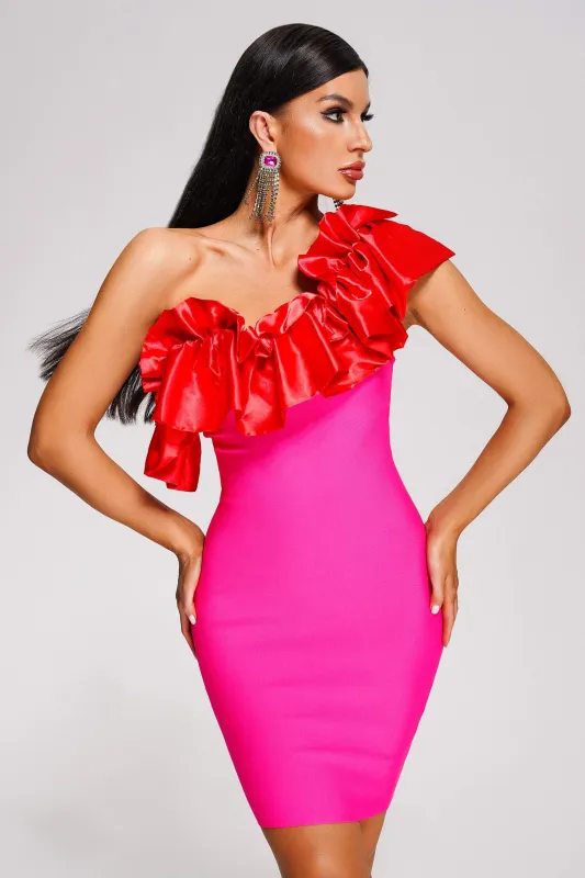 Riala One Shoulder Mini Bandage Dress, L sold by Bella Barnett