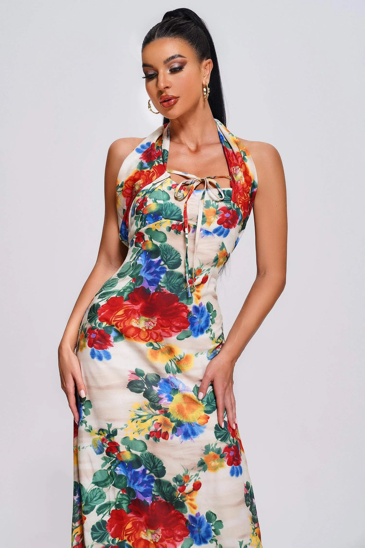 Qerly Halter Floral Maxi Dress, S sold by Bella Barnett product image thumbnail 2