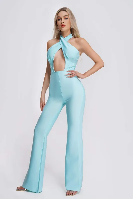 Harlynn Cross Collar Bandage Jumpsuit, M sold by Bella Barnett