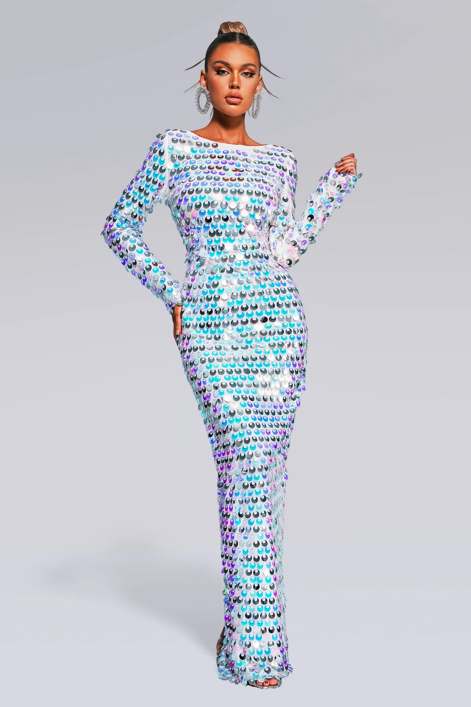 Gerianna Sequin Backless Maxi Dress, M sold by Bella Barnett