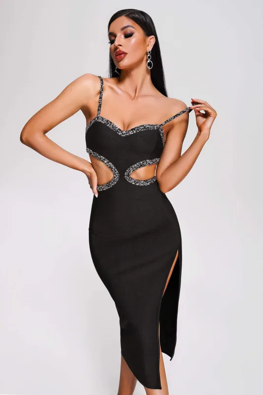 Ikira Cutout  Midi Bandage Dress, S sold by Bella Barnett
