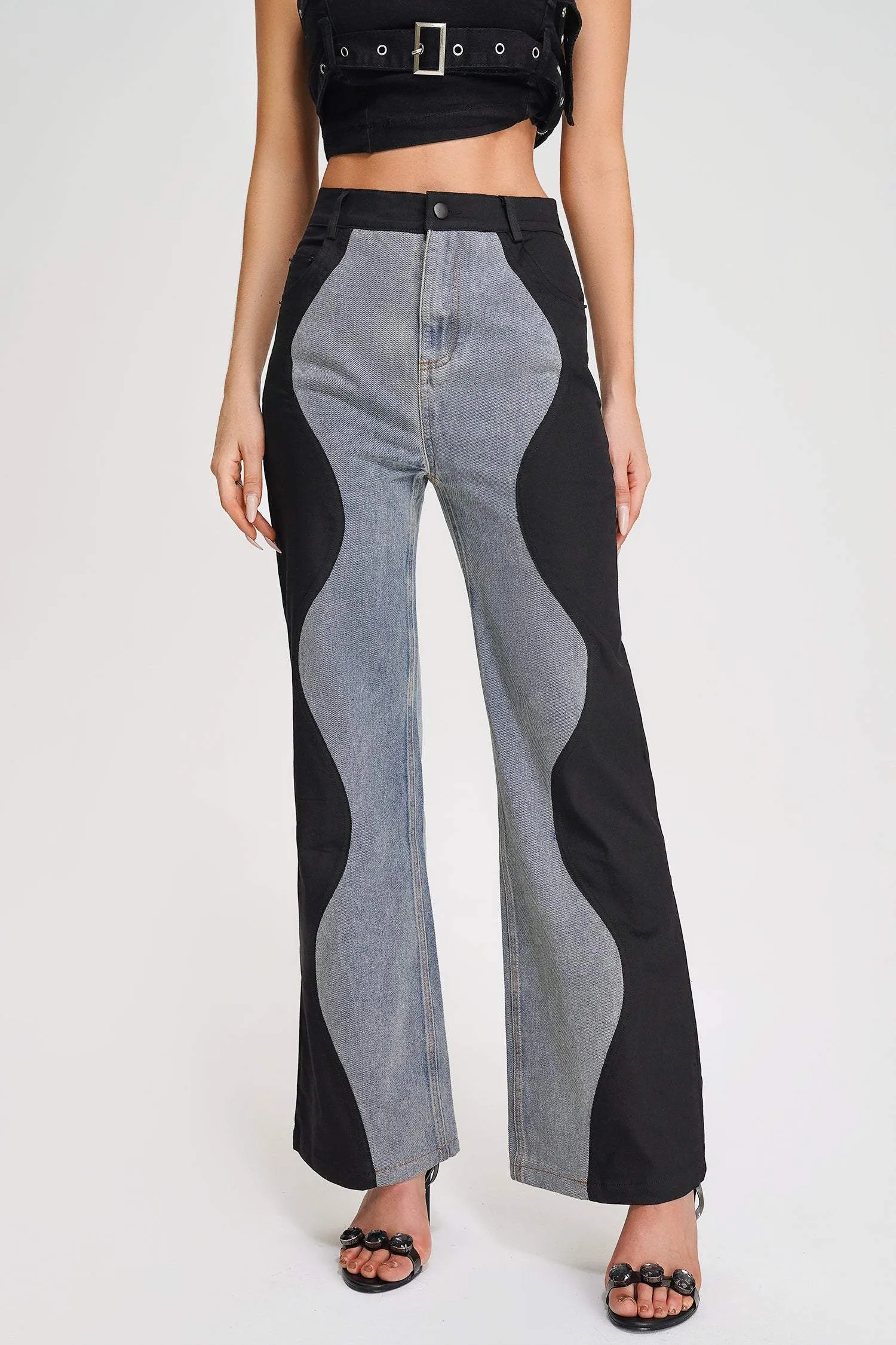 Maryline Wave Spliced Jeans, M sold by Bella Barnett