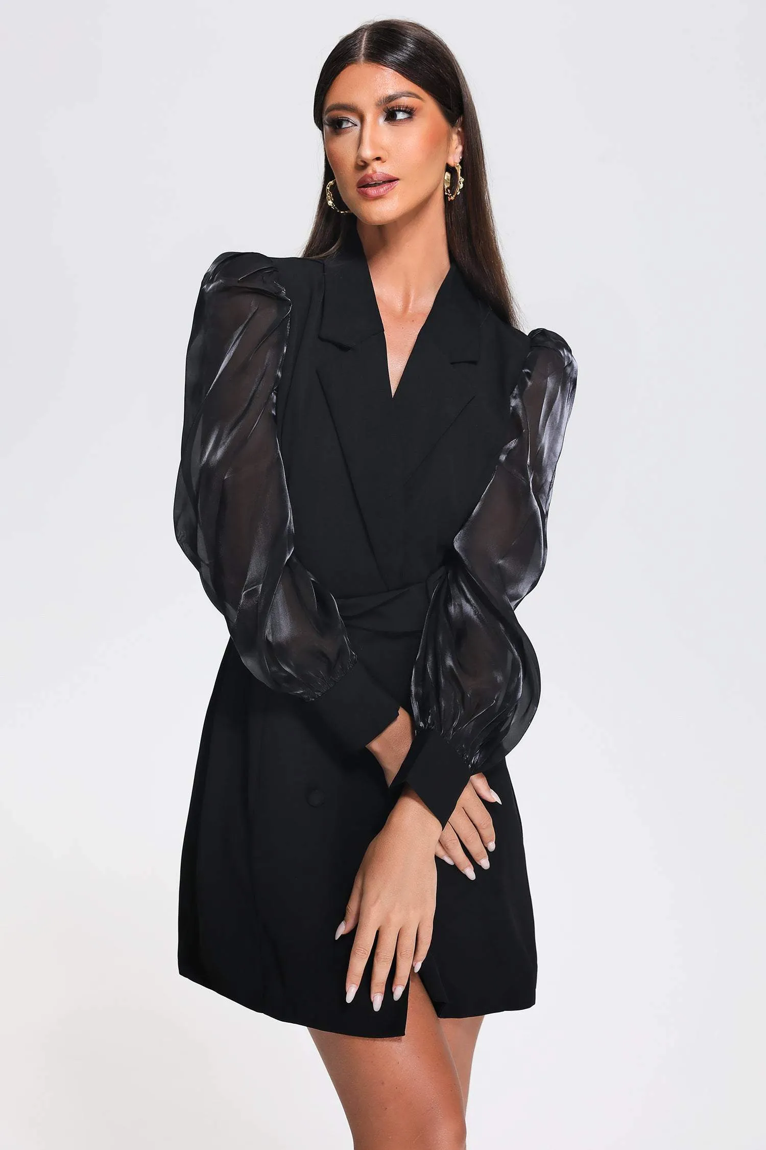 Lakira Puff Sleeve Blazer Dress, S sold by Bella Barnett