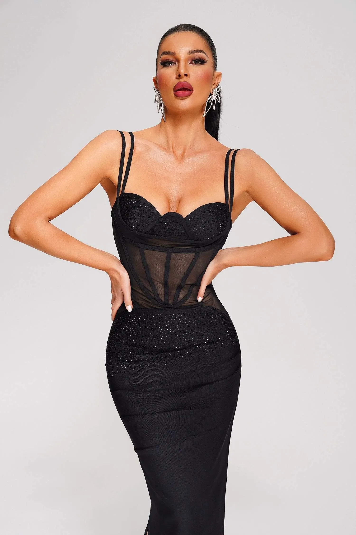Diaka Crystallised Corset Midi Bandage Dress, L sold by Bella Barnett product image thumbnail 2