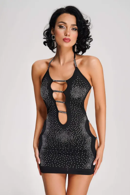 Sabriya Diamante Mini Dress, S sold by Bella Barnett