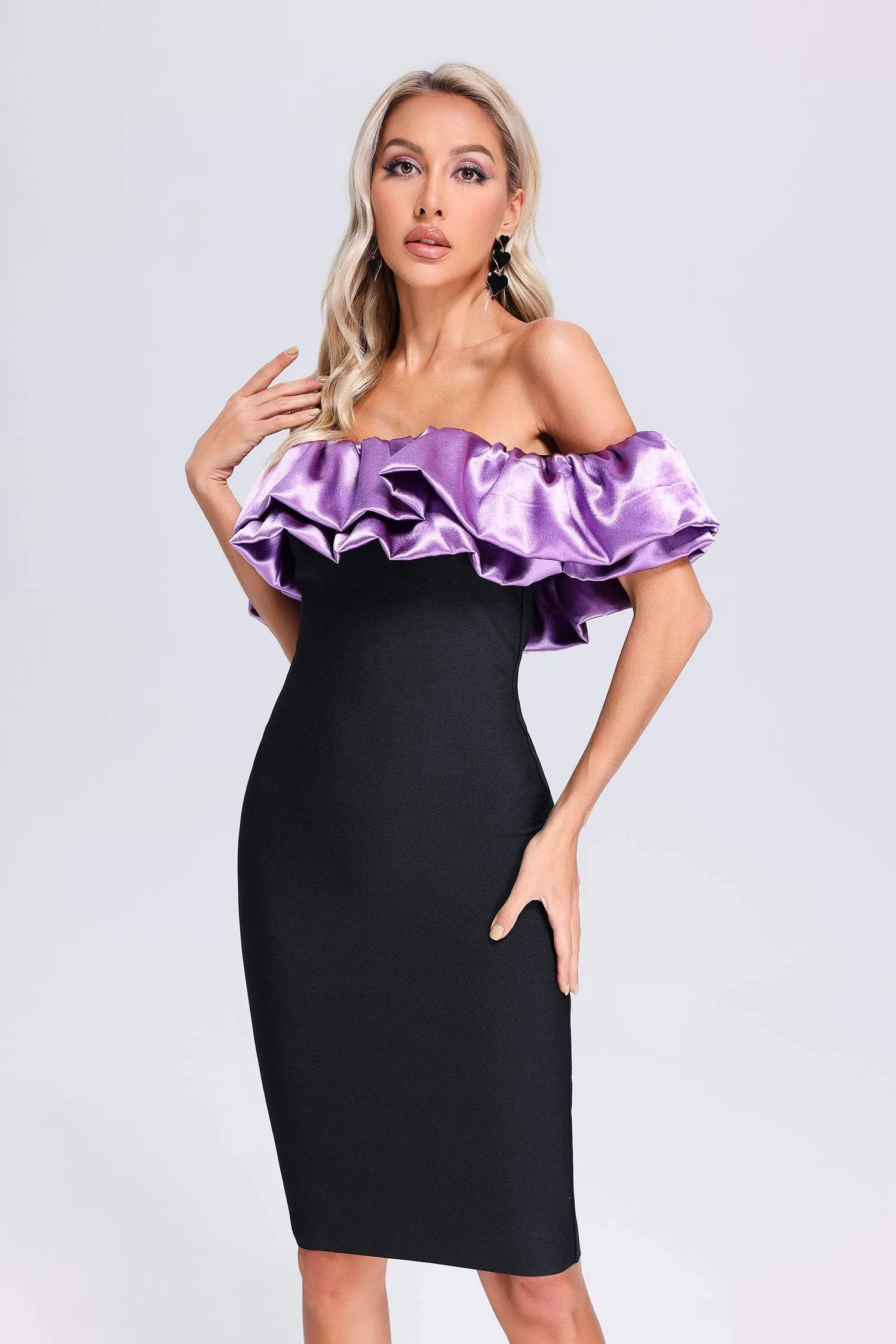 Spola Off Shoulder Flounced Bandage Dress, M sold by Bella Barnett product image thumbnail 2